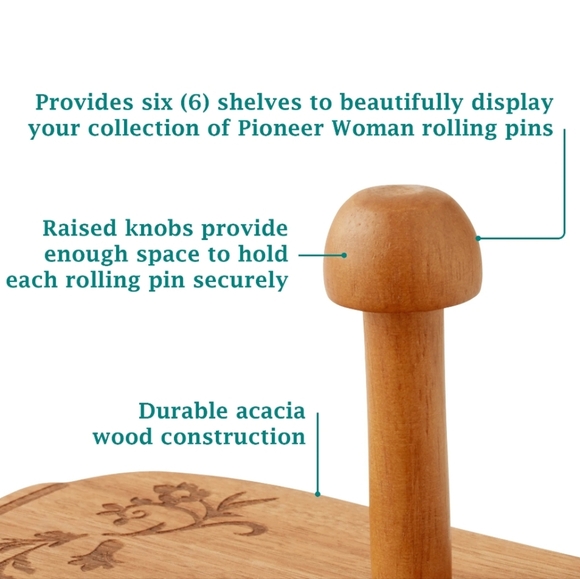 ❤️ New Pioneer Woman Keepsake Floral Ceramic Rolling Pin with Holder - Picture 4 of 8